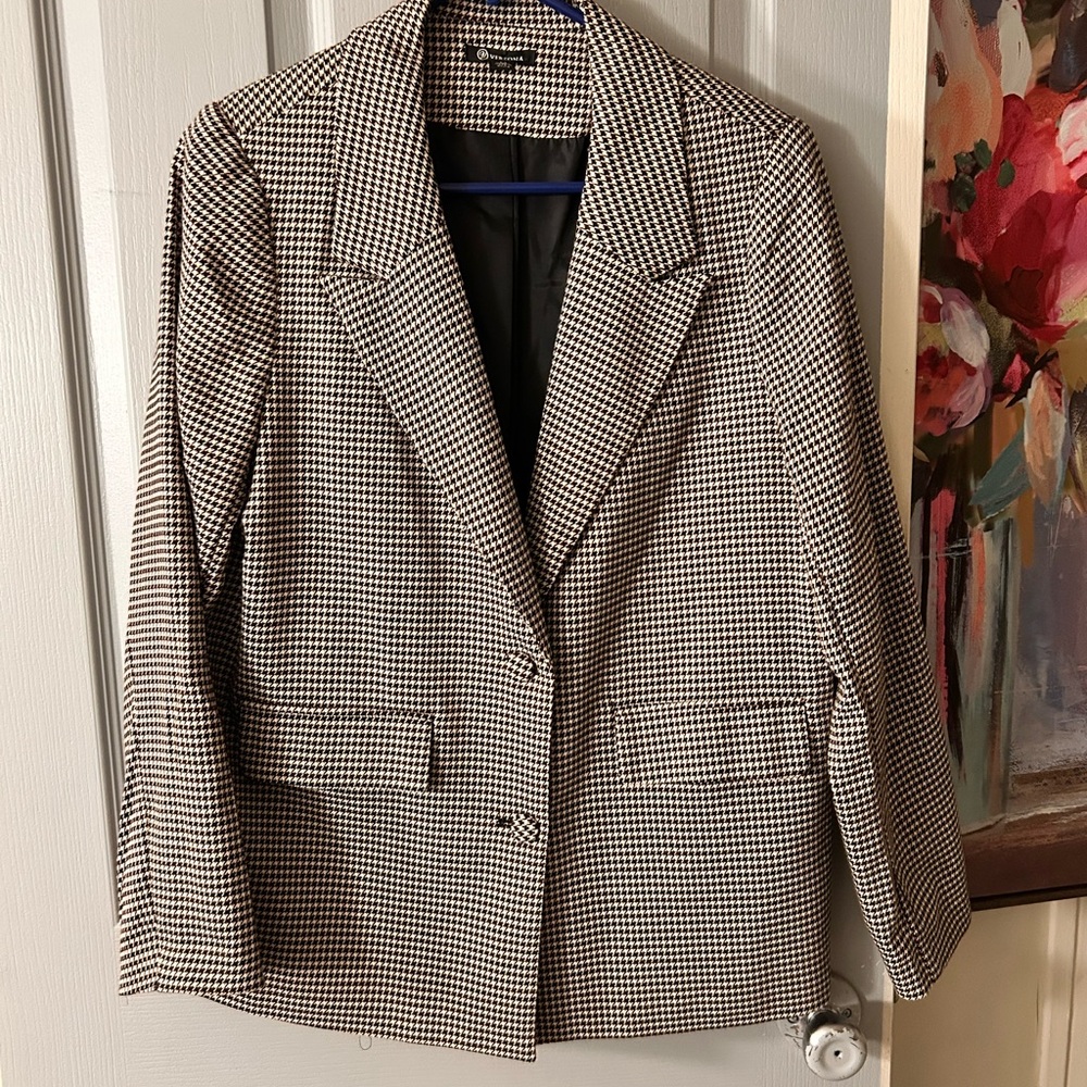 Versona Classic Houndstooth Blazer with Pockets and Buttons